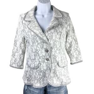 Anthropologie Nick & Mo Lace Blazer XS Gray White